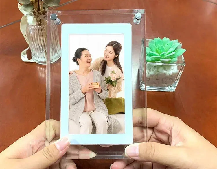 **CrystalView 5" Acrylic Digital Photo Frame – IPS Display | 1000mAh Battery | 2GB Memory** Streetsharks