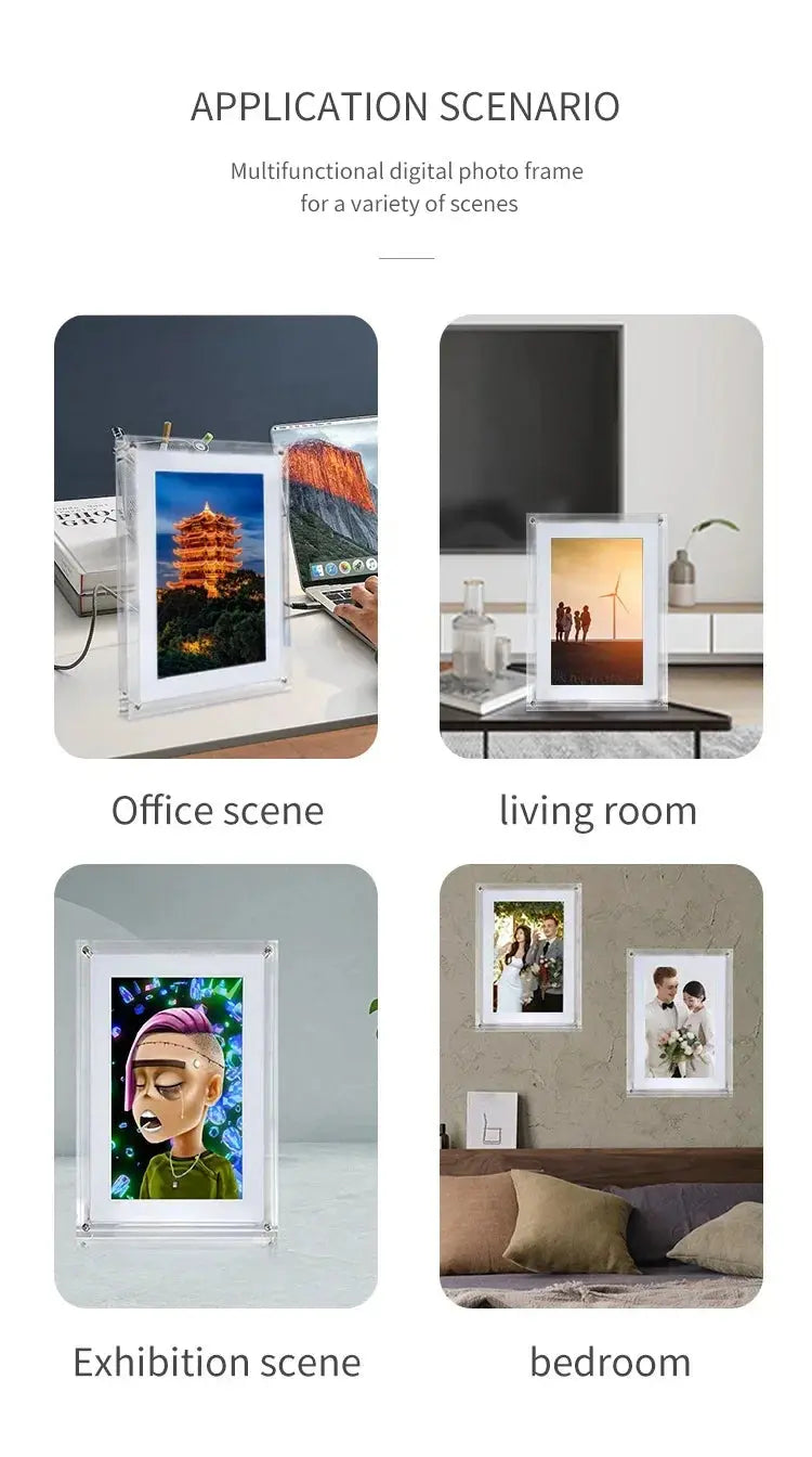 **CrystalView 5" Acrylic Digital Photo Frame – IPS Display | 1000mAh Battery | 2GB Memory** Streetsharks