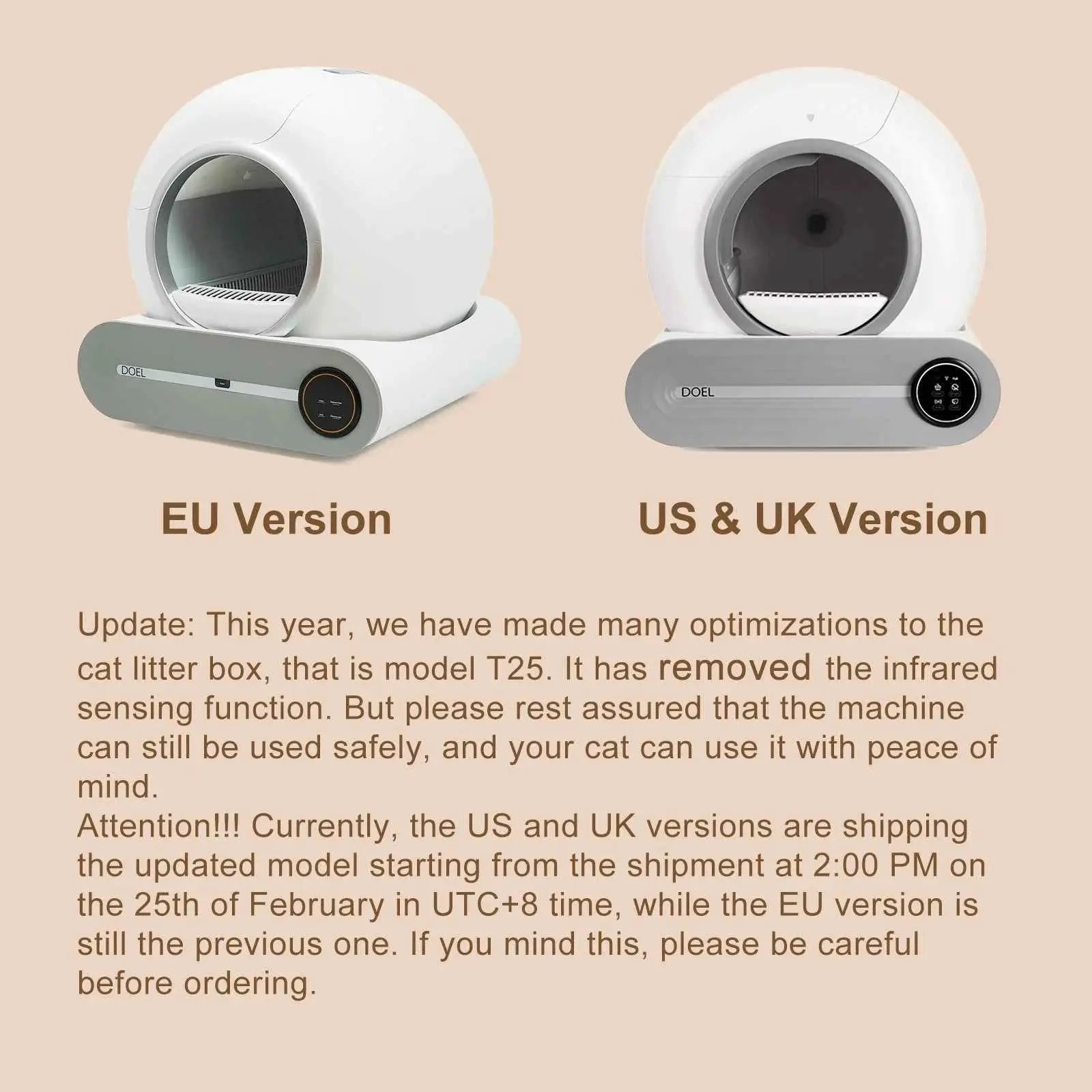 DOEL Self Cleaning Cat Litter Box 65L Automatic Cat Litter Box w/ Trash Bag & Litter Mat Smart Cat Toilet App Control 2.4G WiFi