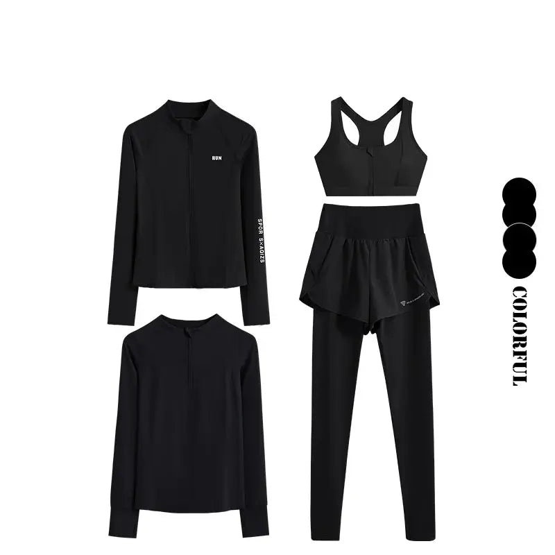 DRUR 4pcs Yoga Suit Women Sports Bra High Waist Leggings And Jacekets Sets Sport Outfit Fitness Workout Clothes Lady Sportswear luxecrown.co.uk
