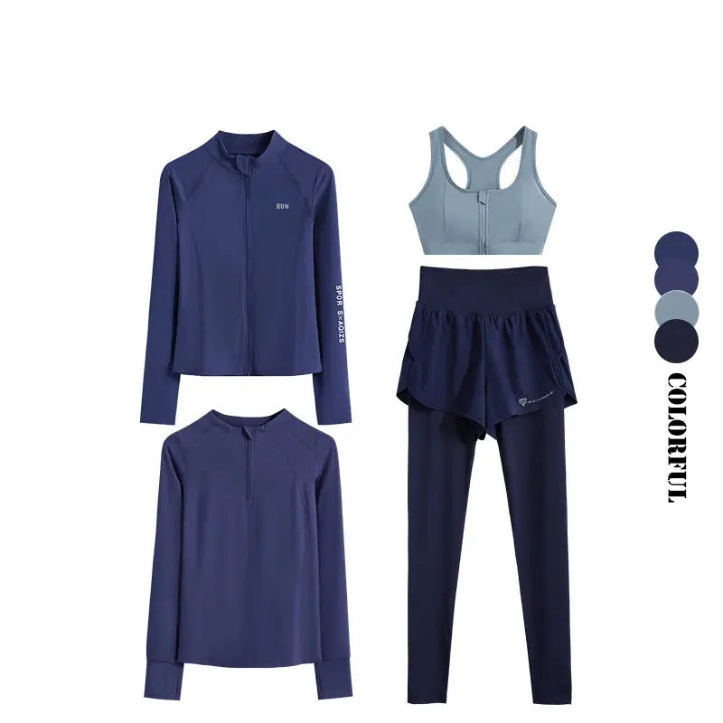 DRUR 4pcs Yoga Suit Women Sports Bra High Waist Leggings And Jacekets Sets Sport Outfit Fitness Workout Clothes Lady Sportswear luxecrown.co.uk