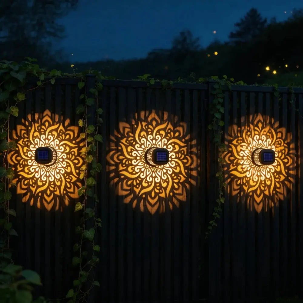 Decorative Solar Mandala Lights Solar Powered Outdoor Deck Step Wall Lights for Terrace, Courtyard, Backyard, Garden Decor luxecrown.co.uk