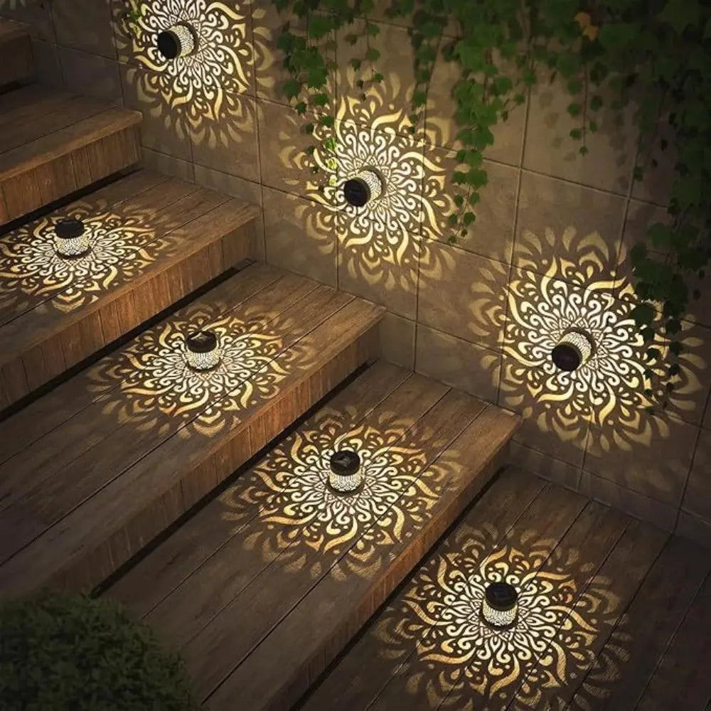 Decorative Solar Mandala Lights Solar Powered Outdoor Deck Step Wall Lights for Terrace, Courtyard, Backyard, Garden Decor luxecrown.co.uk