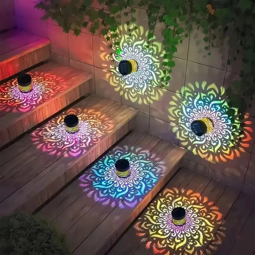 Decorative Solar Mandala Lights Solar Powered Outdoor Deck Step Wall Lights for Terrace, Courtyard, Backyard, Garden Decor luxecrown.co.uk