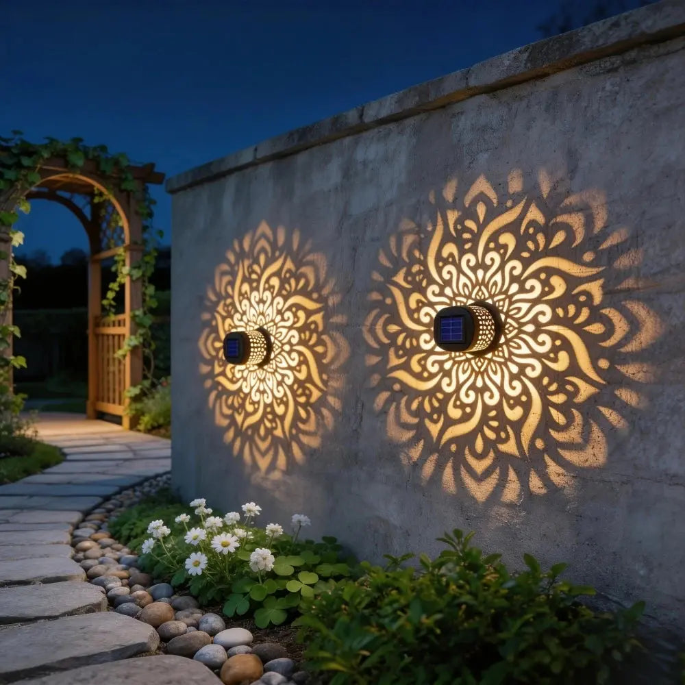 Decorative Solar Mandala Lights Solar Powered Outdoor Deck Step Wall Lights for Terrace, Courtyard, Backyard, Garden Decor luxecrown.co.uk