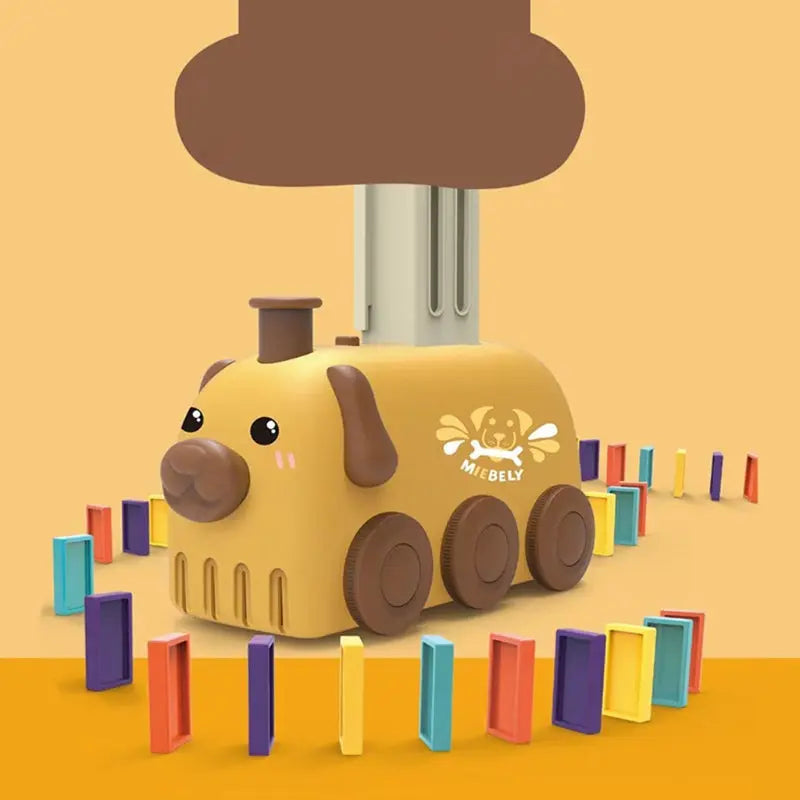 Domino Train Toy Stacking Block Set Domino Building Block Brain Developmental Electric Car Cartoon Block For Kids StreetSharks