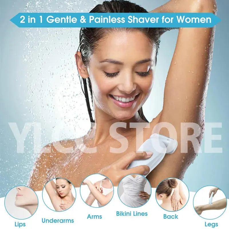 Electric Razors for Women 2 In 1 Bikini Trimmer Face Shavers Hair Removal for Underarms Legs Ladies Body Trimmer IPX7 Waterproof luxecrown.co.uk