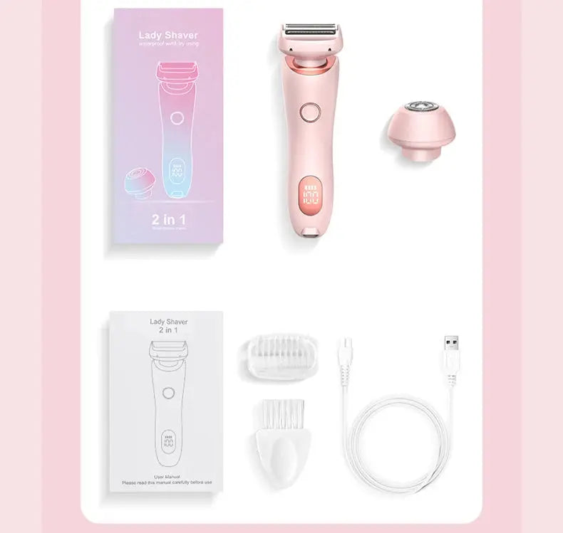 Electric Razors for Women 2 In 1 Bikini Trimmer Face Shavers Hair Removal for Underarms Legs Ladies Body Trimmer IPX7 Waterproof luxecrown.co.uk