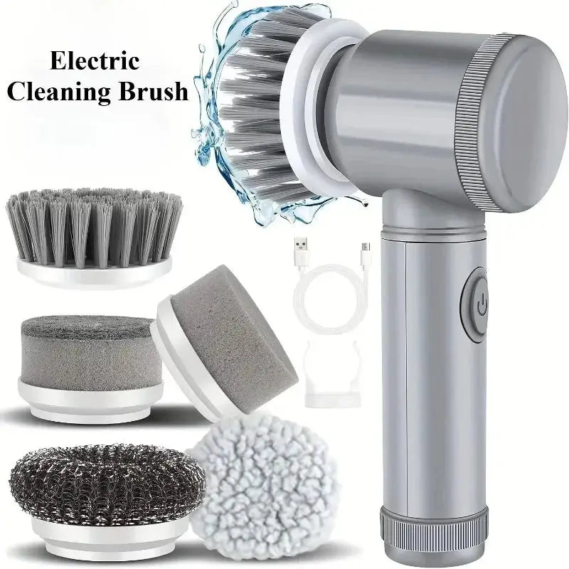 Electric Spin Scrubber, Bathroom Cordless Cleaning Brush Power Scrubber with 5 Replaceable Brush Heads, Electric Cleaning Brush luxecrown.co.uk