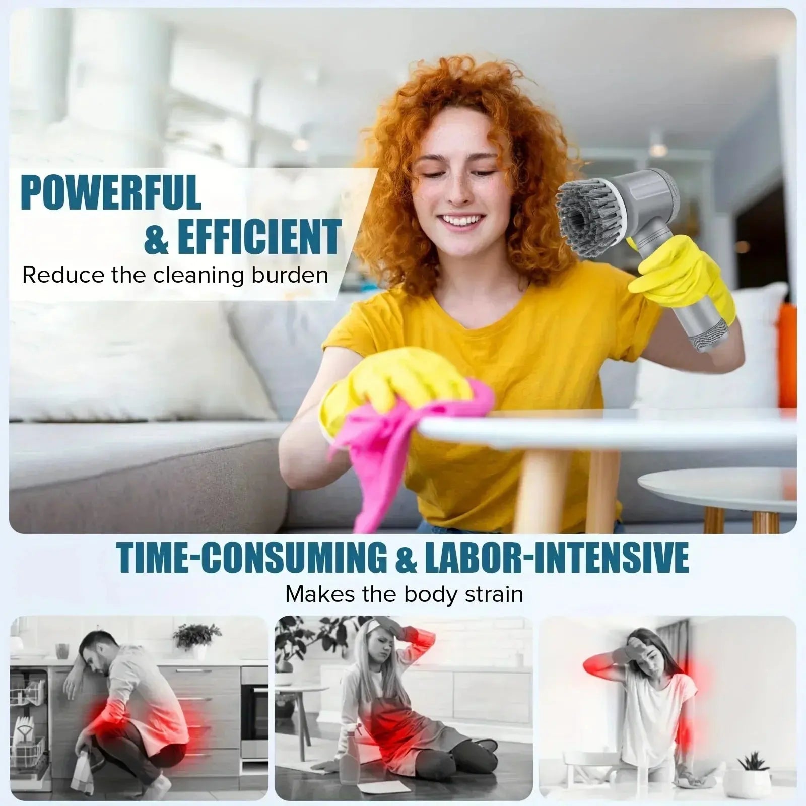 Electric Spin Scrubber, Bathroom Cordless Cleaning Brush Power Scrubber with 5 Replaceable Brush Heads, Electric Cleaning Brush luxecrown.co.uk