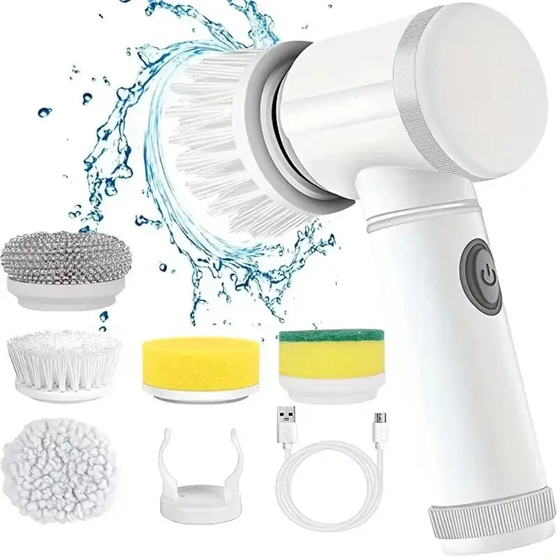 Electric Spin Scrubber, Bathroom Cordless Cleaning Brush Power Scrubber with 5 Replaceable Brush Heads, Electric Cleaning Brush luxecrown.co.uk