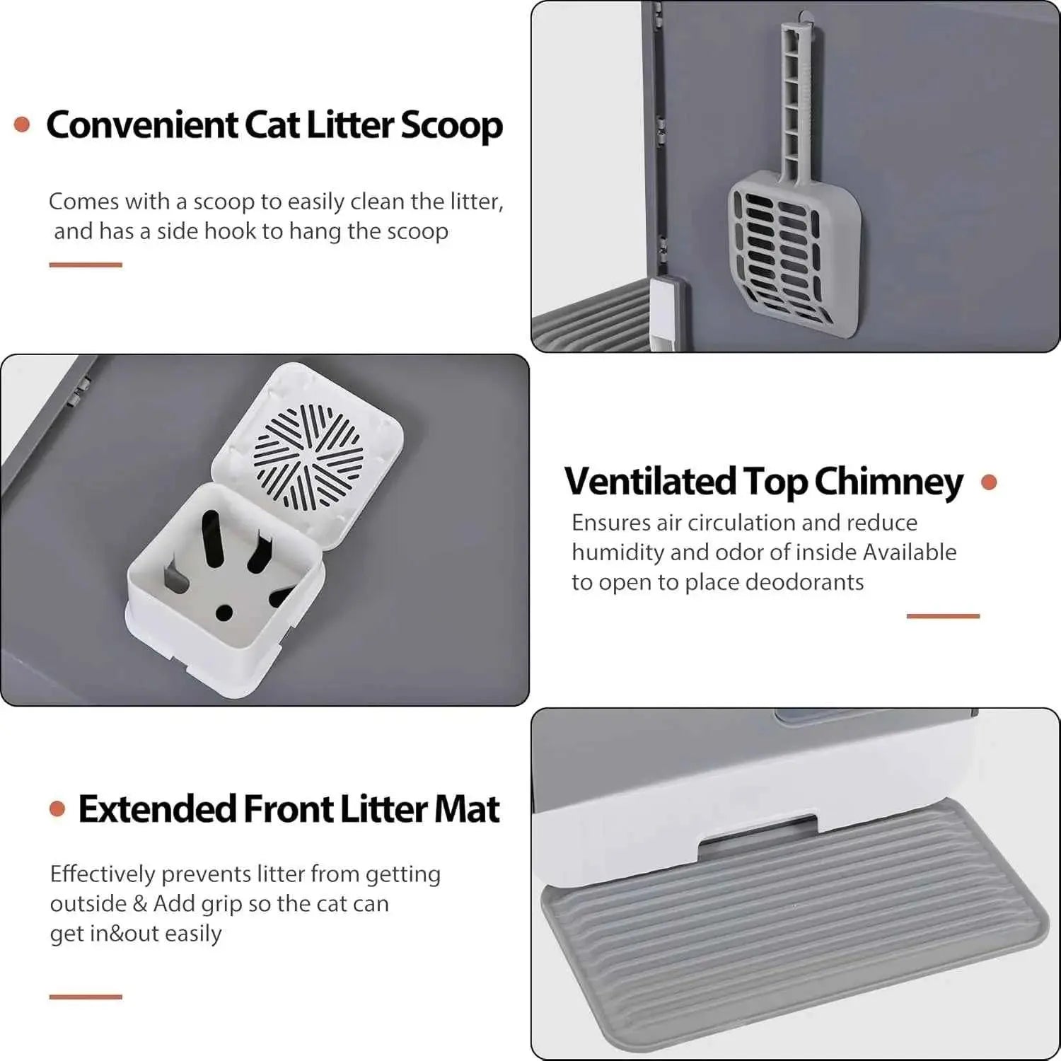 Extra Large Enclosed Cat Litter Box with Mat and Litter Scoop, Odorless Toilet Anti-Splashing Kitty Litter Pan Covered Hooded Ca