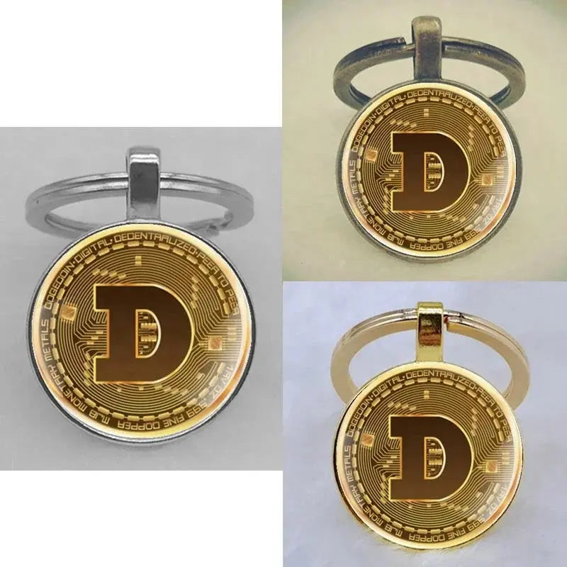 Fashion Bitcoin Design Glass Cabochon Metal Pendant Classic Men's Women's Keychain Keyring Jewelry Keychain Gift Memorial Streetsharks