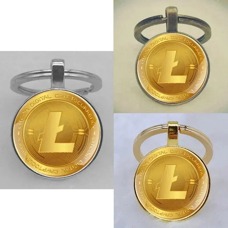 Fashion Bitcoin Design Glass Cabochon Metal Pendant Classic Men's Women's Keychain Keyring Jewelry Keychain Gift Memorial Streetsharks