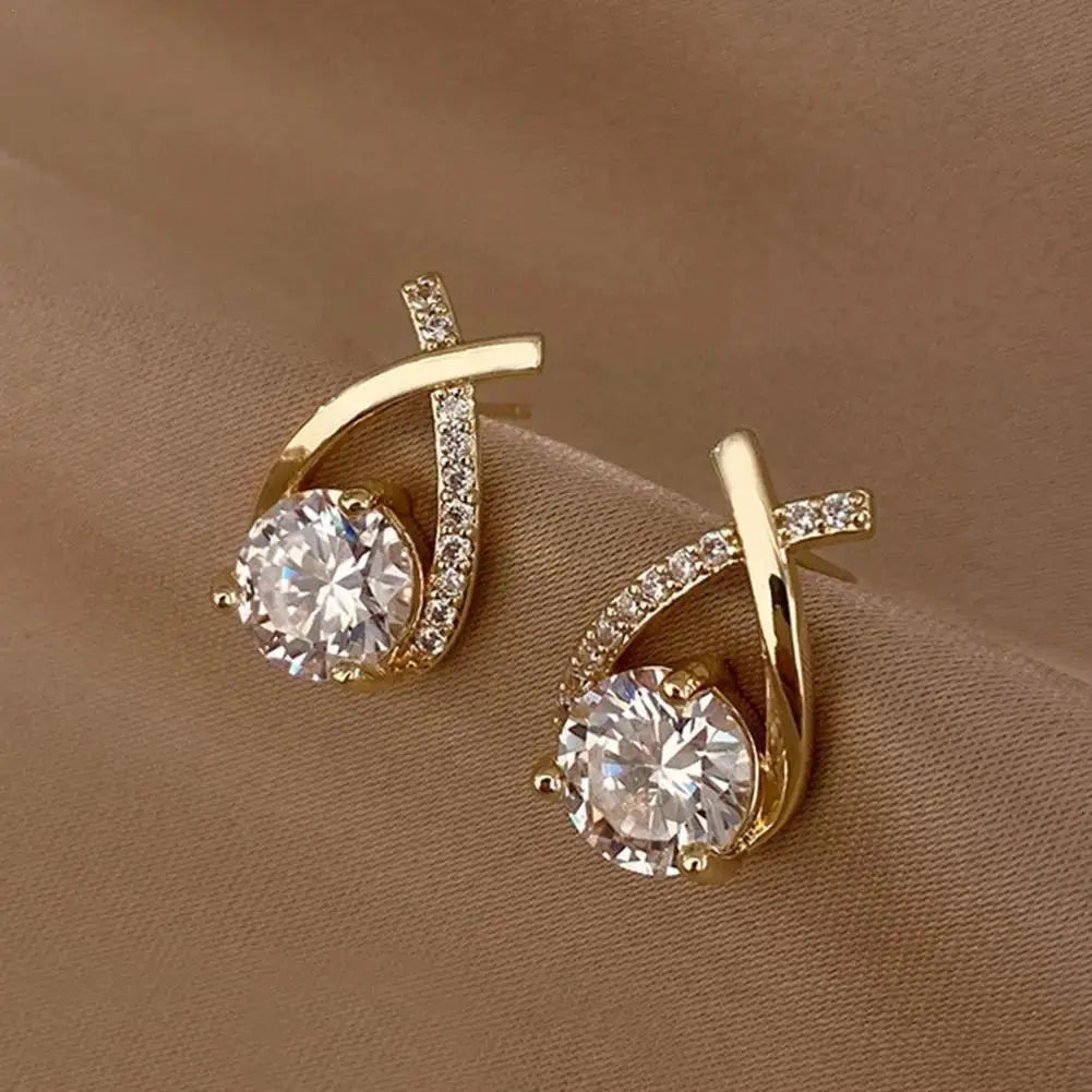 Fashion Cross Stud Earrings For Women Girls Korean Style Elegant Crystal Jewelry Ear Rings Fishtail Lady Earrings Gifts Streetsharks