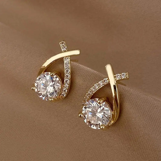 Fashion Cross Stud Earrings For Women Girls Korean Style Elegant Crystal Jewelry Ear Rings Fishtail Lady Earrings Gifts Streetsharks