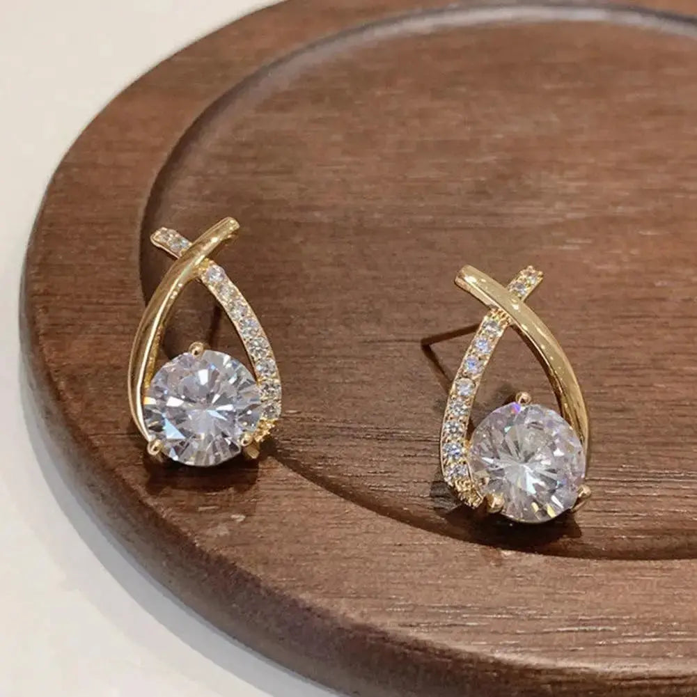 Fashion Cross Stud Earrings For Women Girls Korean Style Elegant Crystal Jewelry Ear Rings Fishtail Lady Earrings Gifts Streetsharks