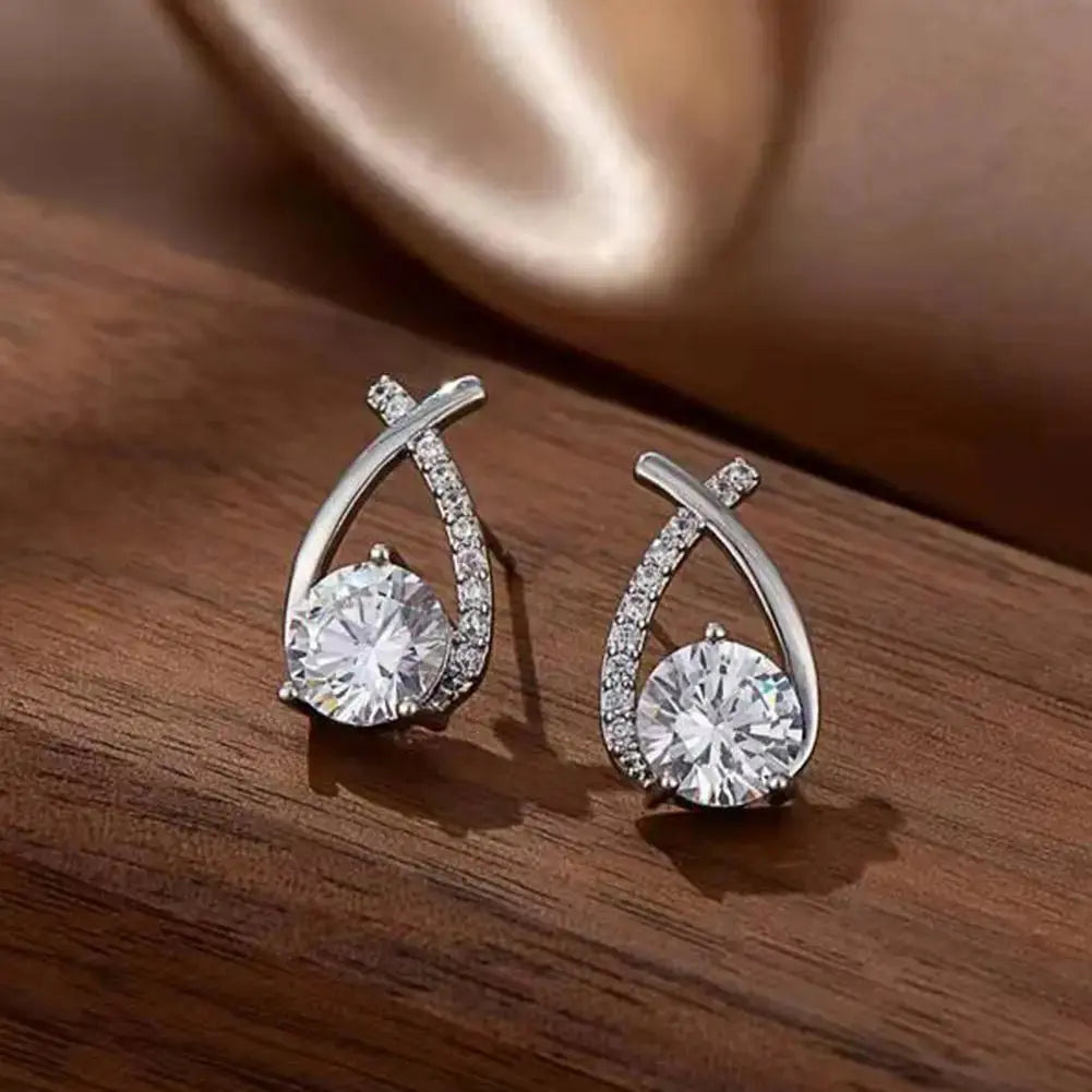 Fashion Cross Stud Earrings For Women Girls Korean Style Elegant Crystal Jewelry Ear Rings Fishtail Lady Earrings Gifts Streetsharks