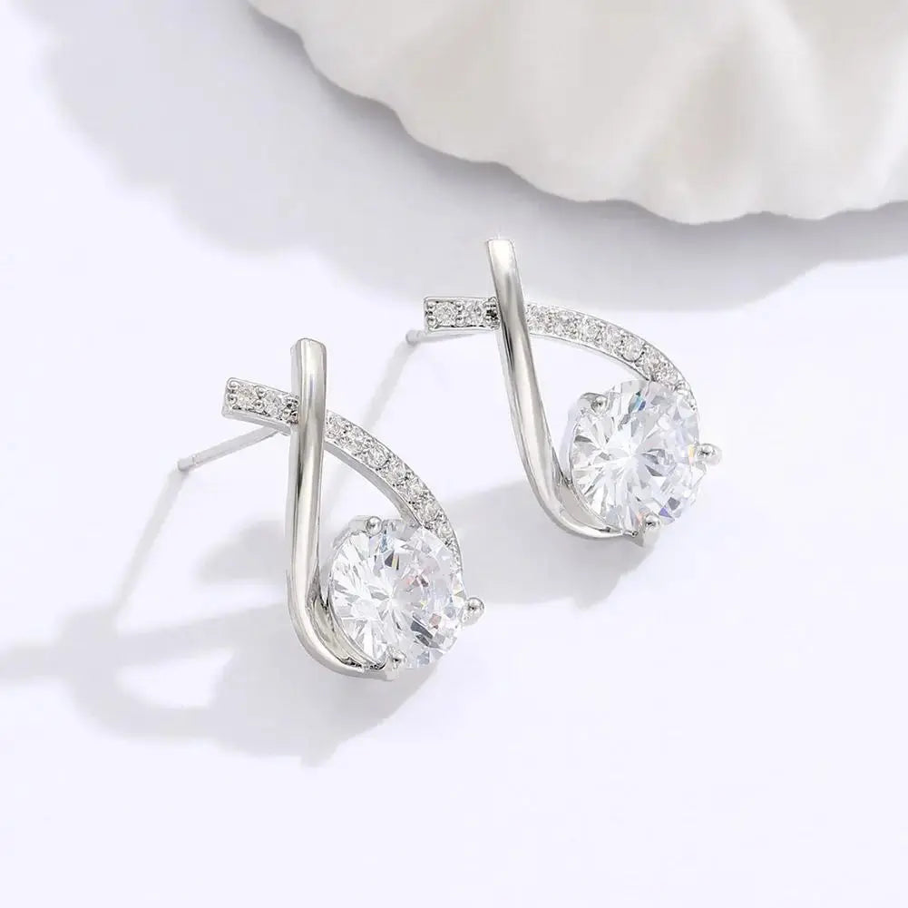 Fashion Cross Stud Earrings For Women Girls Korean Style Elegant Crystal Jewelry Ear Rings Fishtail Lady Earrings Gifts Streetsharks