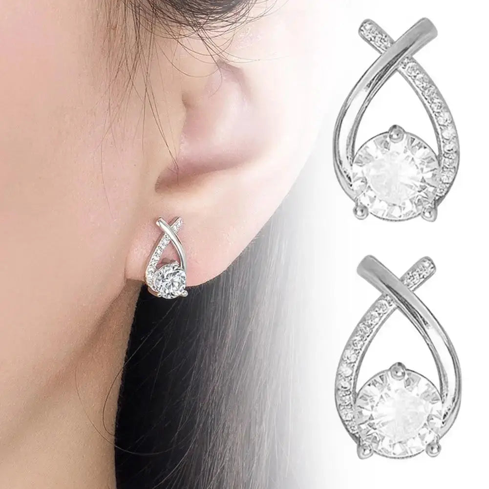 Fashion Cross Stud Earrings For Women Girls Korean Style Elegant Crystal Jewelry Ear Rings Fishtail Lady Earrings Gifts Streetsharks