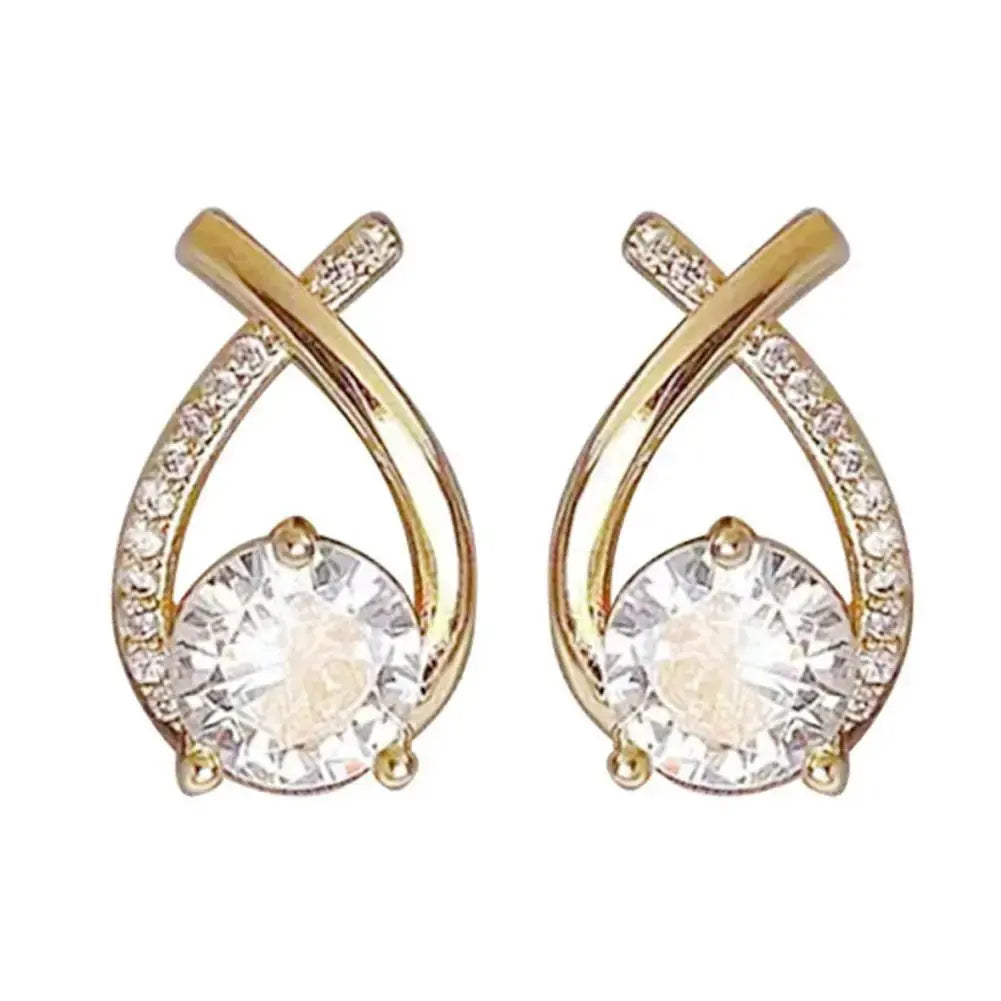Fashion Cross Stud Earrings For Women Girls Korean Style Elegant Crystal Jewelry Ear Rings Fishtail Lady Earrings Gifts Streetsharks