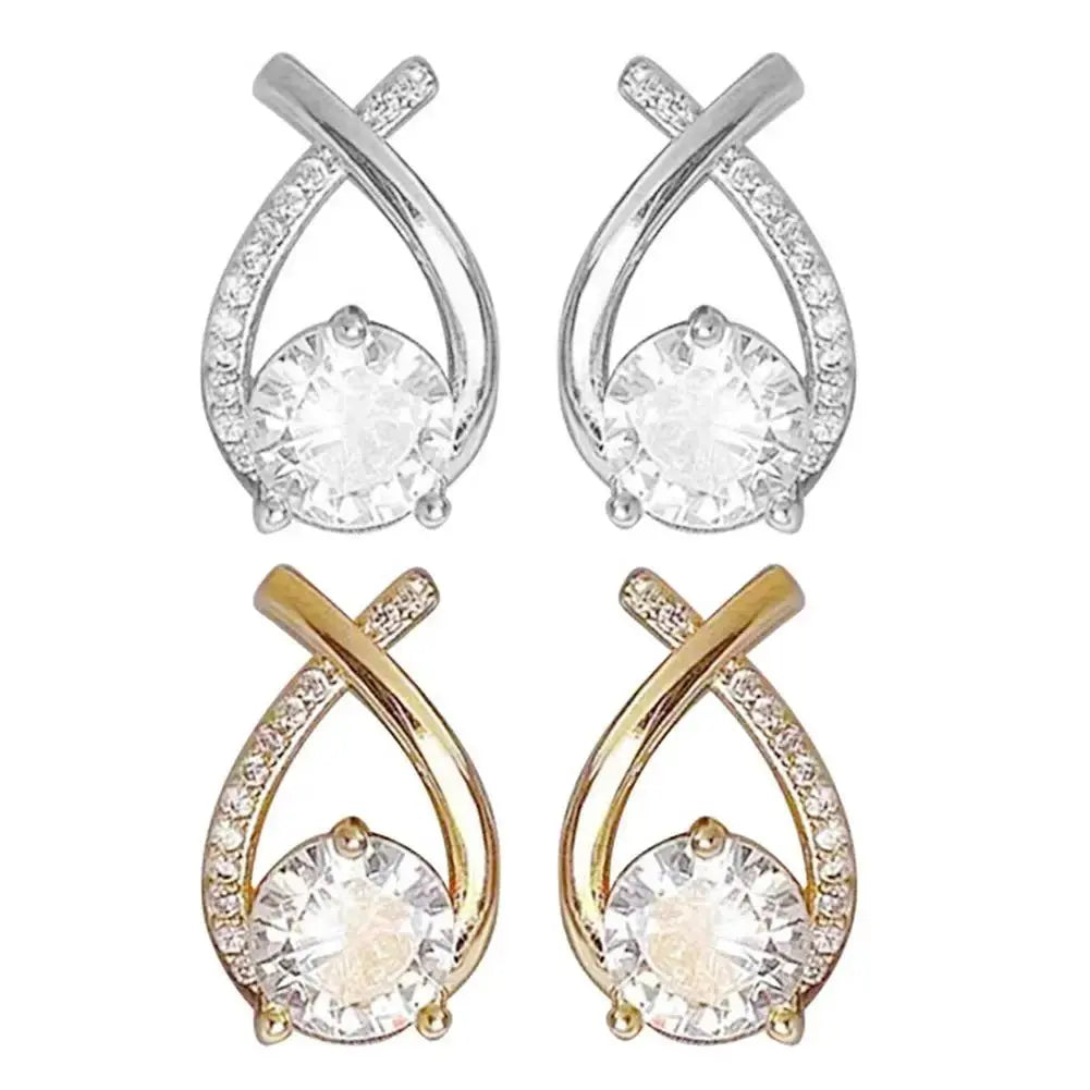 Fashion Cross Stud Earrings For Women Girls Korean Style Elegant Crystal Jewelry Ear Rings Fishtail Lady Earrings Gifts Streetsharks