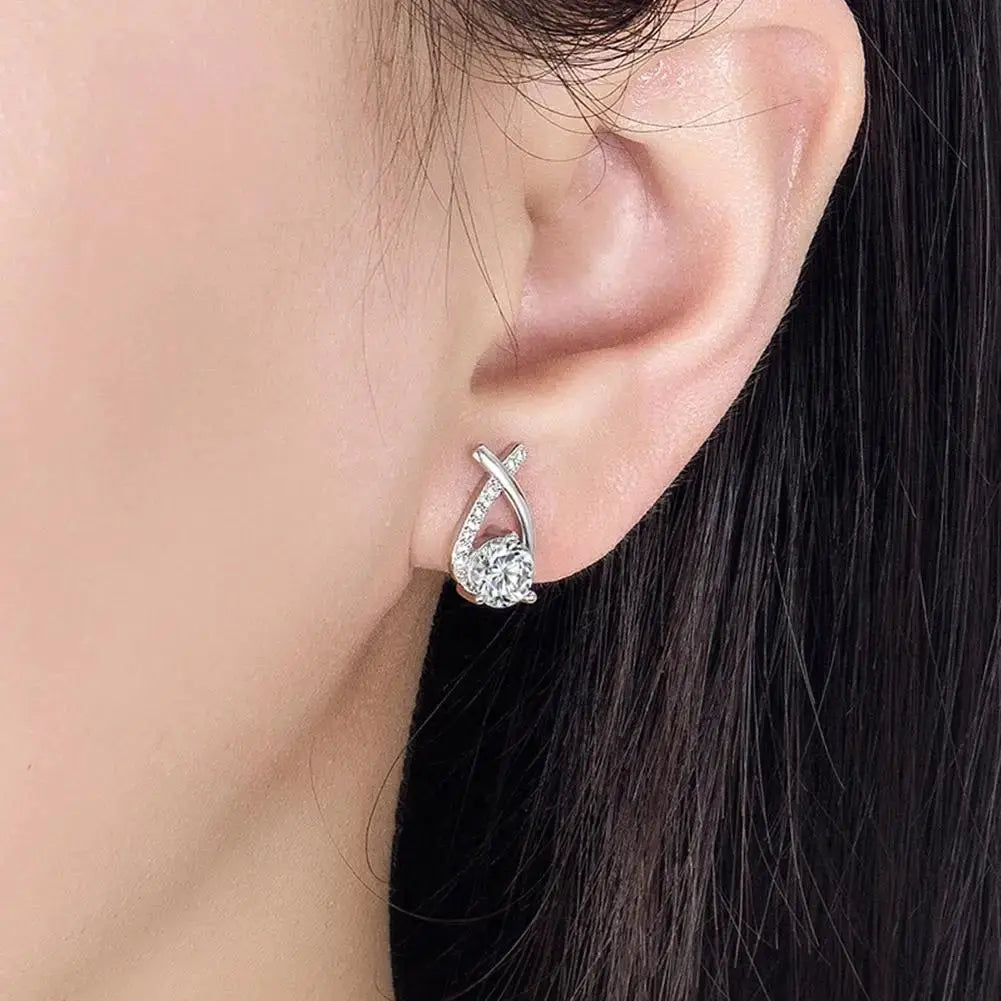 Fashion Cross Stud Earrings For Women Girls Korean Style Elegant Crystal Jewelry Ear Rings Fishtail Lady Earrings Gifts Streetsharks