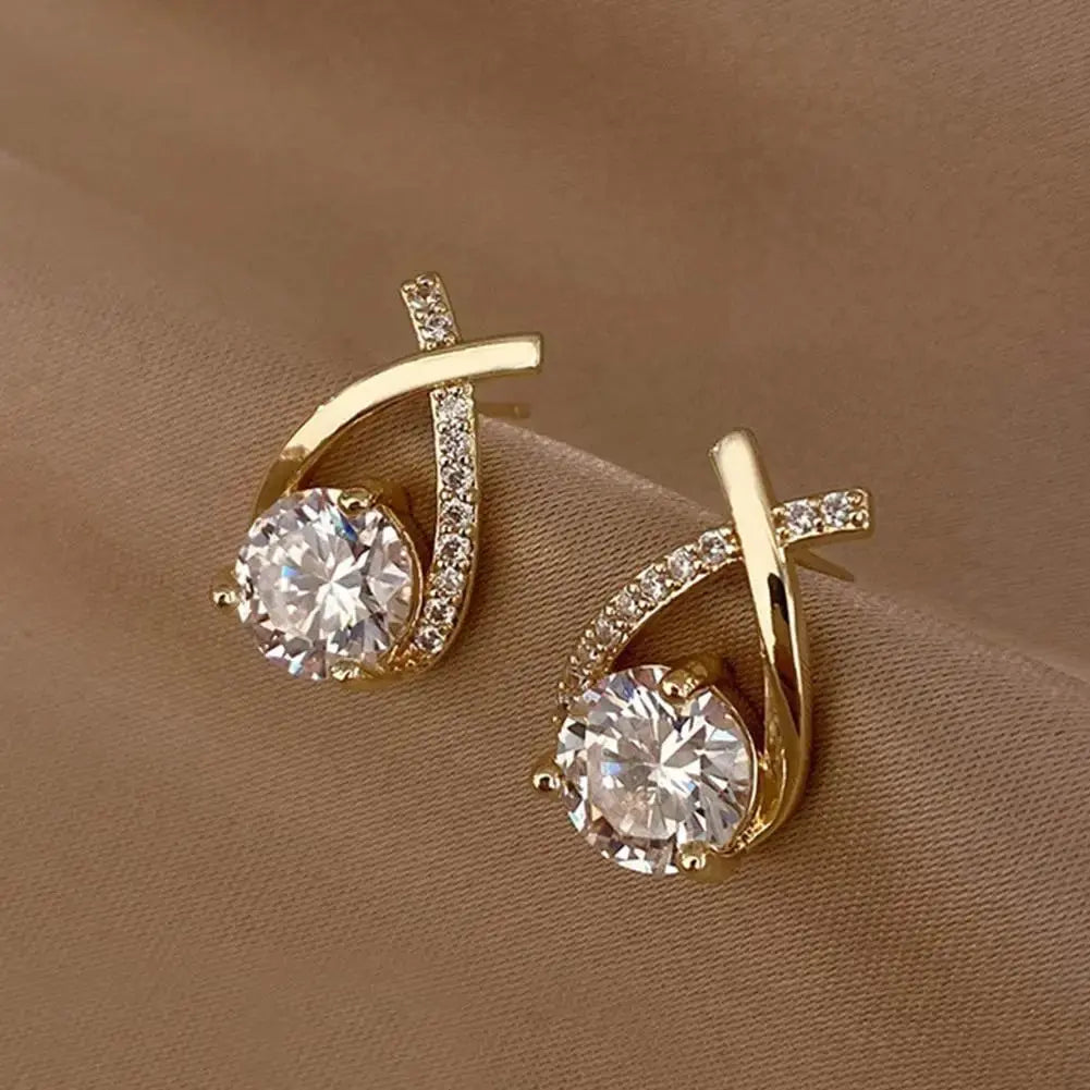 Fashion Cross Stud Earrings For Women Girls Korean Style Elegant Crystal Jewelry Ear Rings Fishtail Lady Earrings Gifts Streetsharks