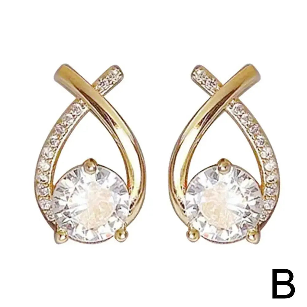 Fashion Cross Stud Earrings For Women Girls Korean Style Elegant Crystal Jewelry Ear Rings Fishtail Lady Earrings Gifts Streetsharks