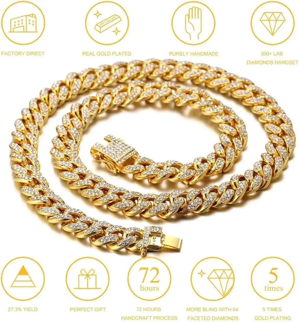 Fashion Jewelry Accessories Gold Cuban Chain Cat Collar Luxury Crystal Rhinestone Pet Kitten Necklace for Cats