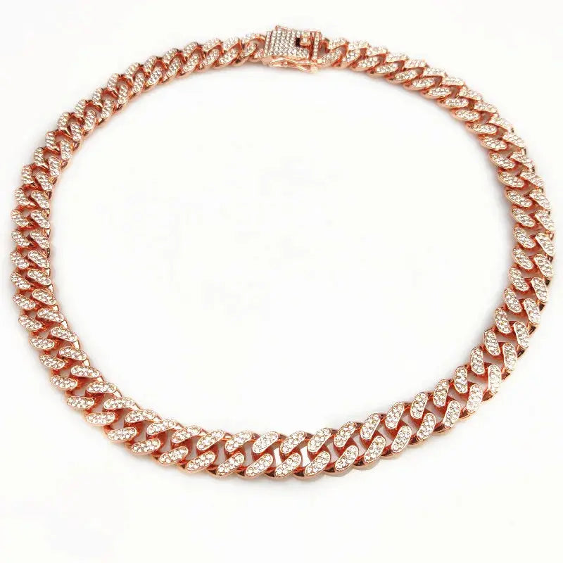 Fashion Jewelry Accessories Gold Cuban Chain Cat Collar Luxury Crystal Rhinestone Pet Kitten Necklace for Cats luxecrown.co.uk