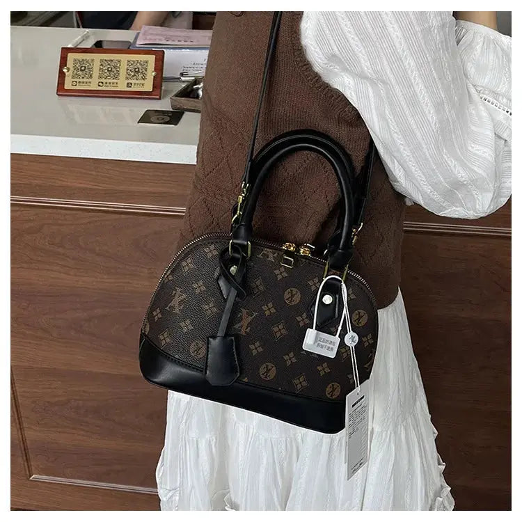 Fashion Luxury Design Women's Shell Handbag Retro Print PU Leather Shoulder Bag Girls Street Trend Premium Crossbody Bag Soft luxecrown.co.uk