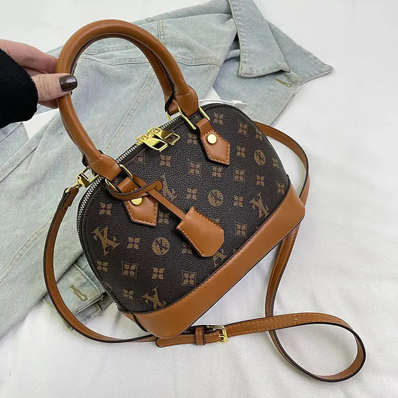 Fashion Luxury Design Women's Shell Handbag Retro Print PU Leather Shoulder Bag Girls Street Trend Premium Crossbody Bag Soft luxecrown.co.uk