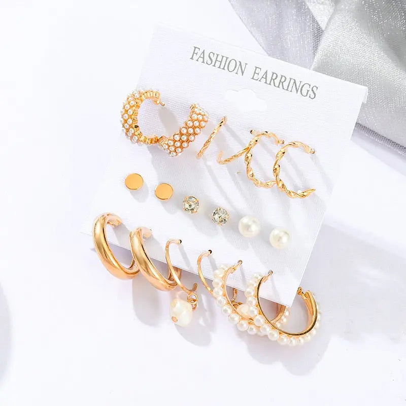 Fashion Pearl Hoop Earrings Set For Women Statement Metal Circle Jewelry Gifts -  Streetsharks