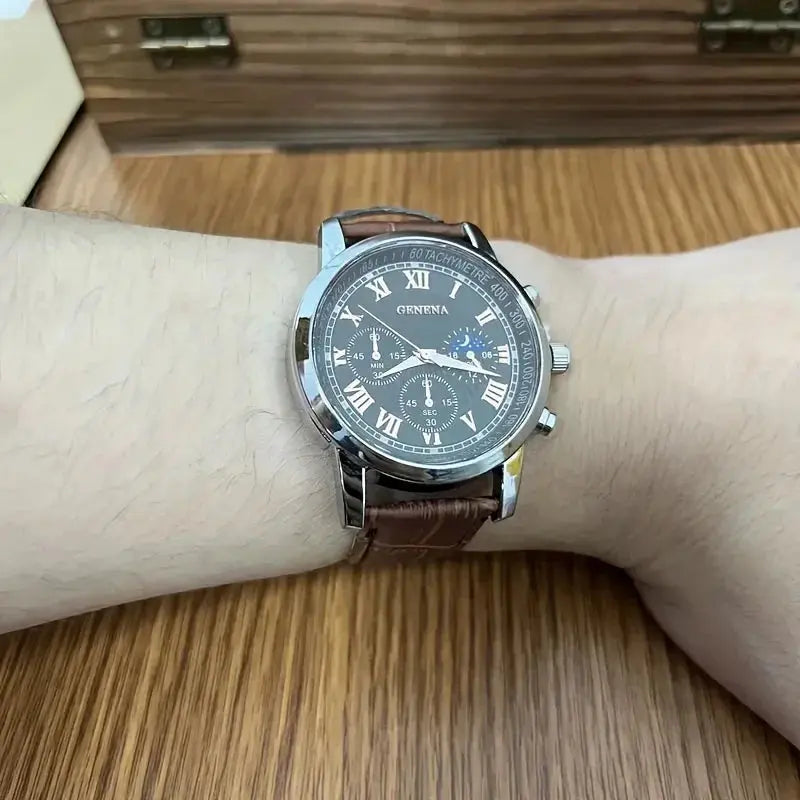 Fashion Roma Dial Men Business Watches  Leather Strap Male's Analog Quartz Wristwatch Relogio Masculino（Without Box） luxecrown.co.uk