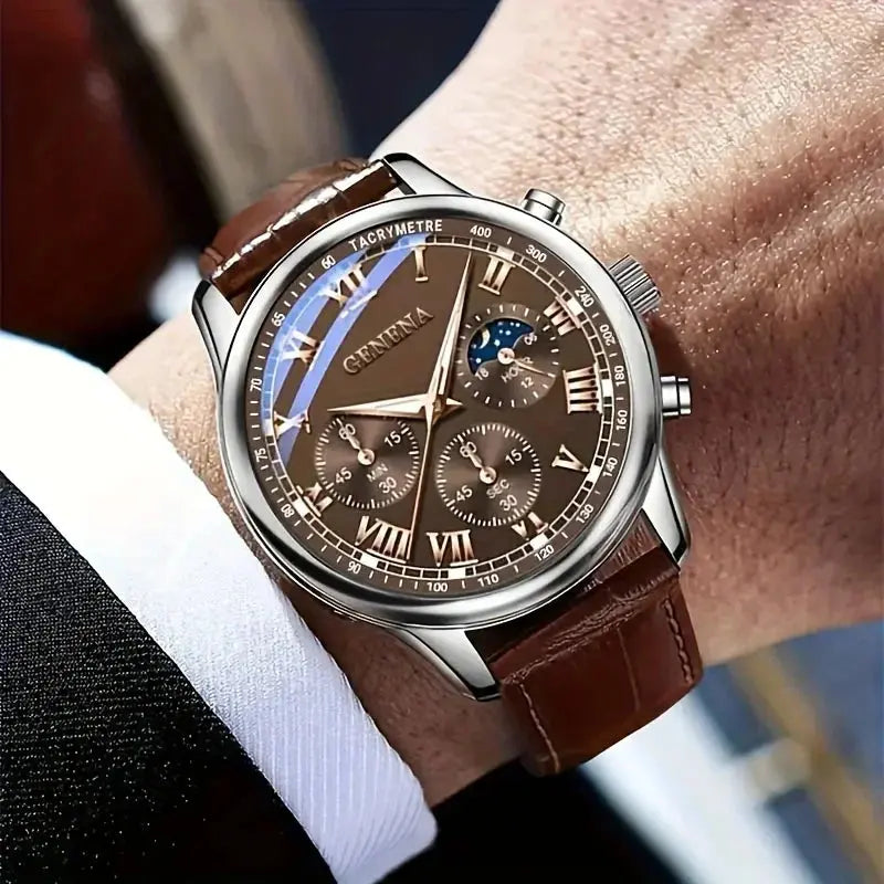 Fashion Roma Dial Men Business Watches  Leather Strap Male's Analog Quartz Wristwatch Relogio Masculino（Without Box） luxecrown.co.uk
