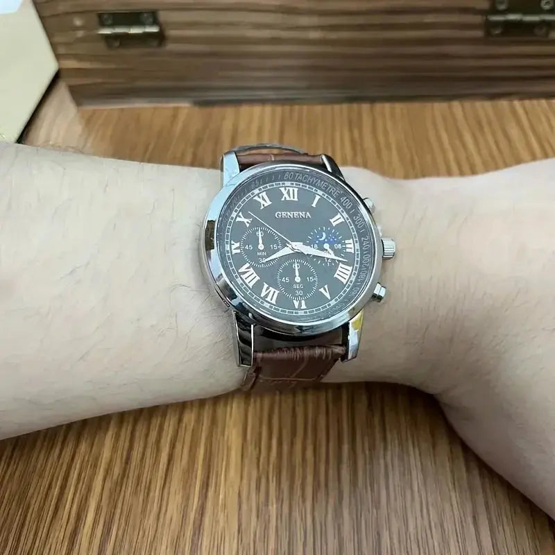 Fashion Roma Dial Men Business Watches  Leather Strap Male's Analog Quartz Wristwatch Relogio Masculino（Without Box） luxecrown.co.uk