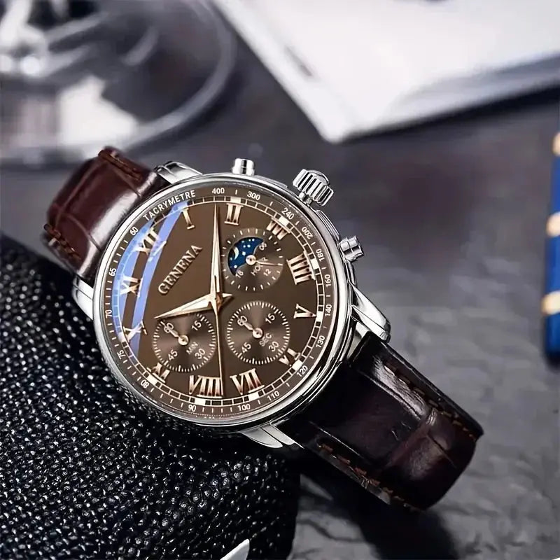 Fashion Roma Dial Men Business Watches  Leather Strap Male's Analog Quartz Wristwatch Relogio Masculino（Without Box） luxecrown.co.uk