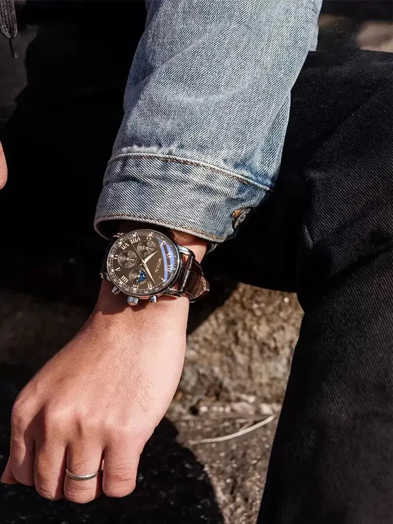 Fashion Roma Dial Men Business Watches  Leather Strap Male's Analog Quartz Wristwatch Relogio Masculino（Without Box） luxecrown.co.uk