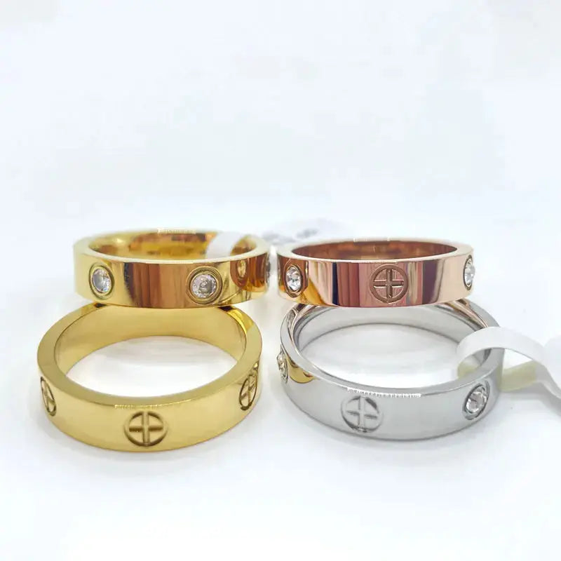 Fashion Stainless Steel CZ Crystal Cross Ring For Women Men Rose Gold Color Love Couple  Wedding Rings Luxury Jewelry Gift Streetsharks
