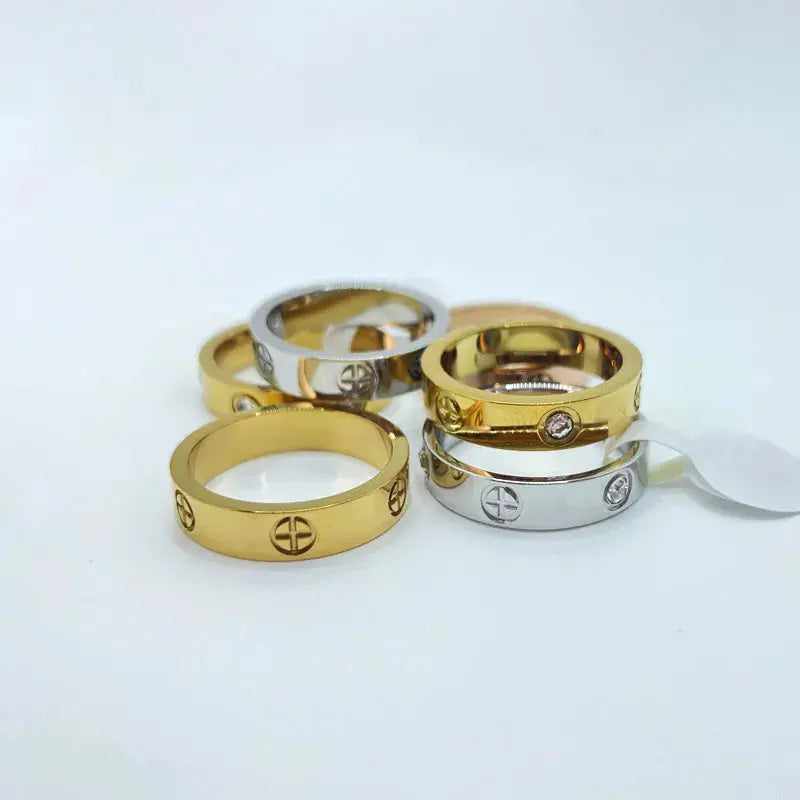 Fashion Stainless Steel CZ Crystal Cross Ring For Women Men Rose Gold Color Love Couple  Wedding Rings Luxury Jewelry Gift Streetsharks