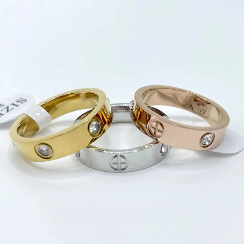 Fashion Stainless Steel CZ Crystal Cross Ring For Women Men Rose Gold Color Love Couple  Wedding Rings Luxury Jewelry Gift Streetsharks