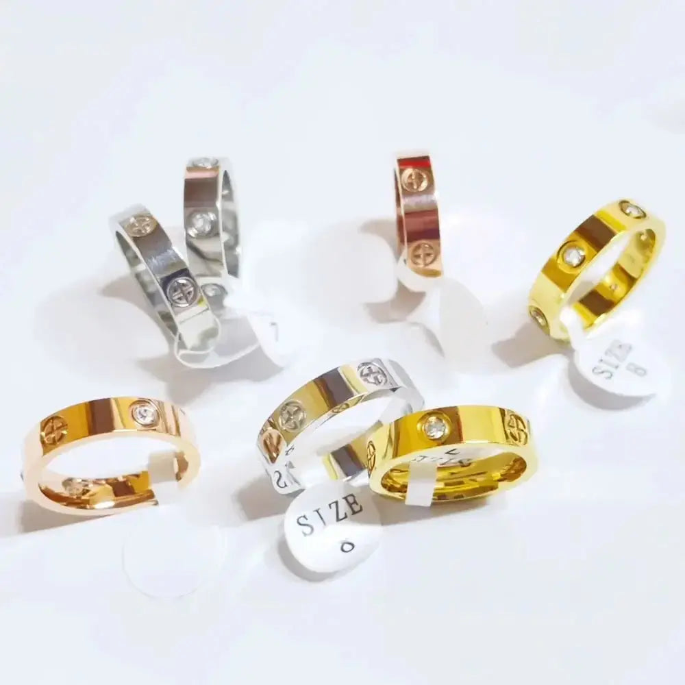 Fashion Stainless Steel CZ Crystal Cross Ring For Women Men Rose Gold Color Love Couple  Wedding Rings Luxury Jewelry Gift Streetsharks