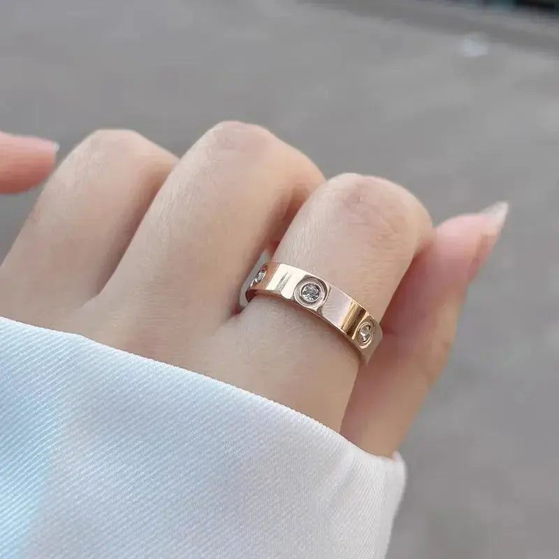 Fashion Stainless Steel CZ Crystal Cross Ring For Women Men Rose Gold Color Love Couple  Wedding Rings Luxury Jewelry Gift Streetsharks
