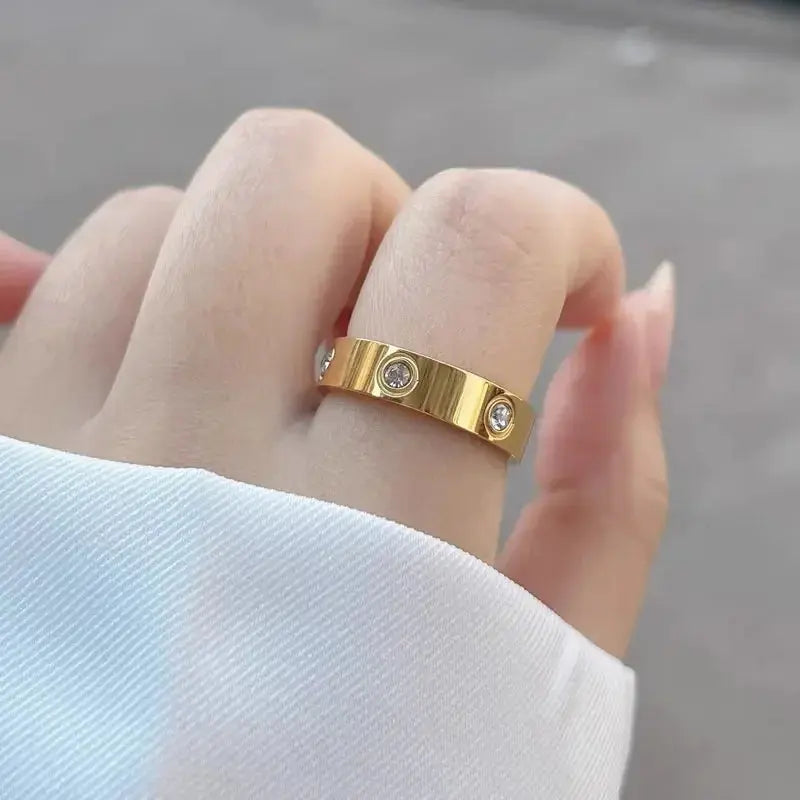 Fashion Stainless Steel CZ Crystal Cross Ring For Women Men Rose Gold Color Love Couple  Wedding Rings Luxury Jewelry Gift Streetsharks