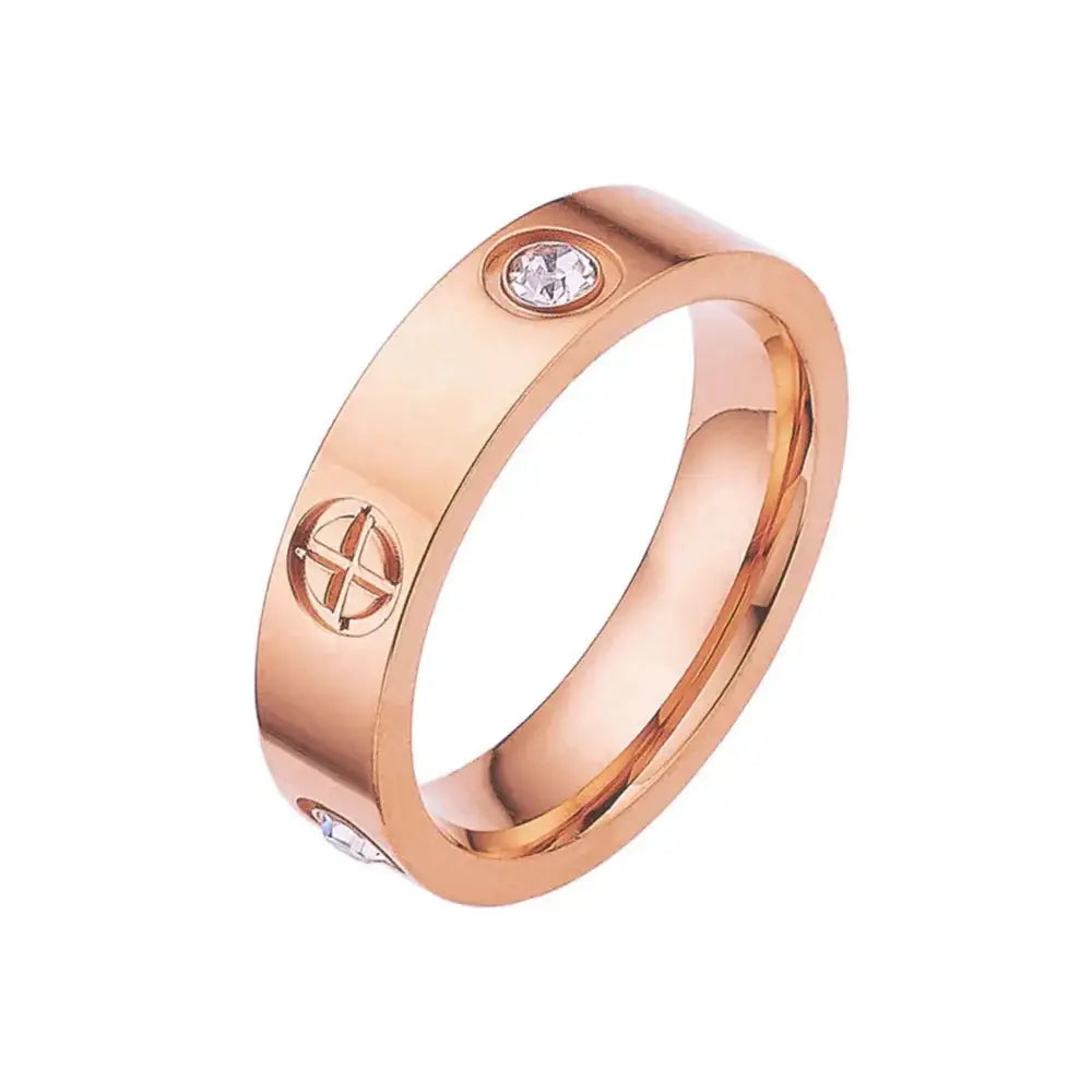 Fashion Stainless Steel CZ Crystal Cross Ring For Women Men Rose Gold Color Love Couple  Wedding Rings Luxury Jewelry Gift Streetsharks