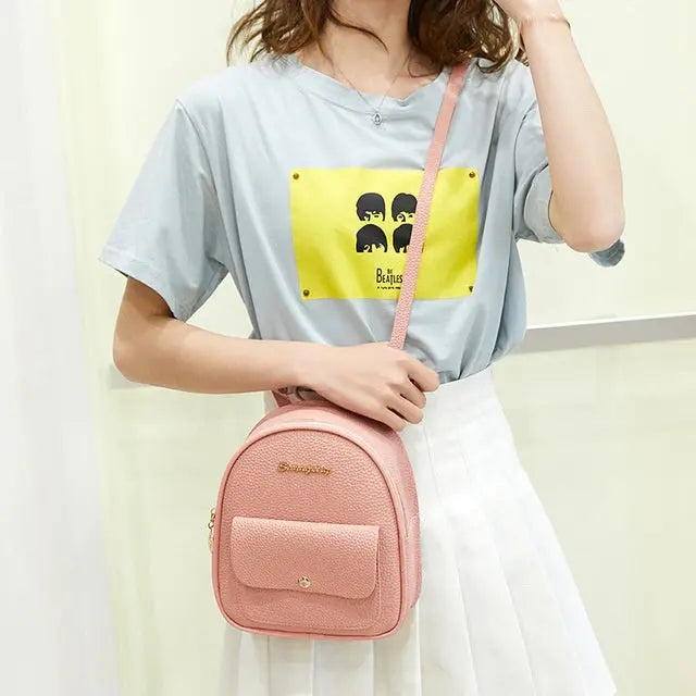 Fashion Women Shoulders Small Backpack Letter Purse Mobile Phone Simple Ladies Travel Bag Student School Backpacks Streetsharks