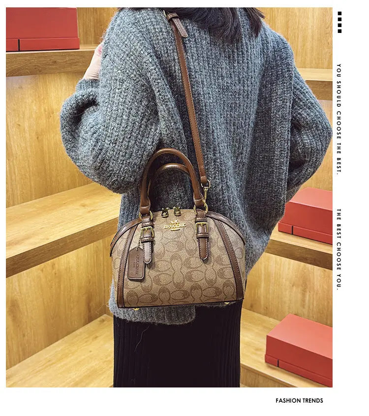 Fashion Women's Shell Bag Luxury Retro Clutch Tote Premium Printed Leather Crossbody Bag for Women Elegant Shell-Shaped Handbag luxecrown.co.uk