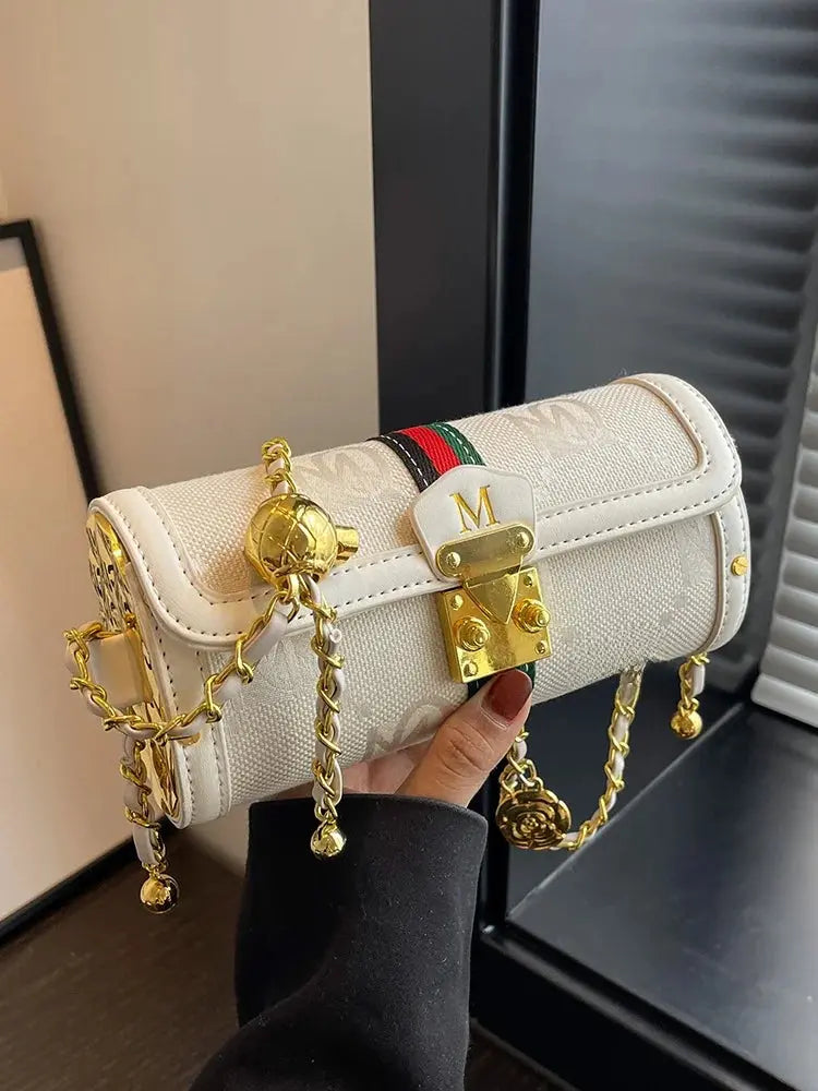 Fashionable Chain Strap Cylinder Bag Women's Bag Versatile Shoulder Crossbody Bag High Quality Korean Style Daily Use Bag luxecrown.co.uk
