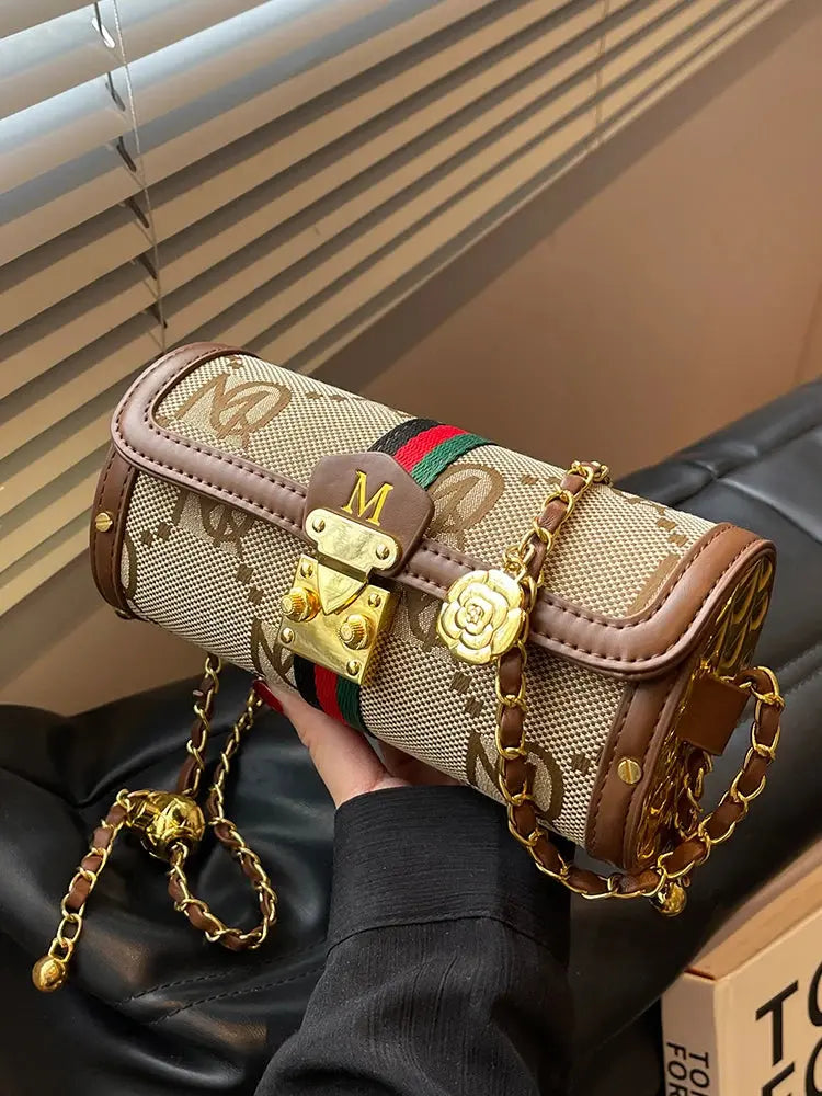 Fashionable Chain Strap Cylinder Bag Women's Bag Versatile Shoulder Crossbody Bag High Quality Korean Style Daily Use Bag luxecrown.co.uk